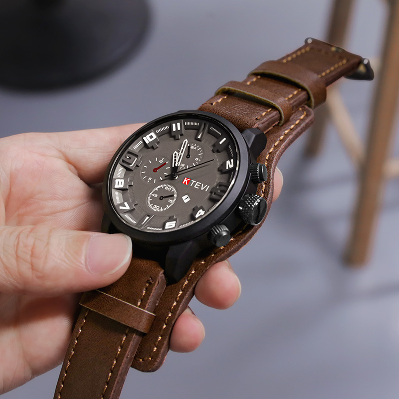 Leather Watch Band Men - Retro męskie zegarki klasyczne luksusowe biznesowe