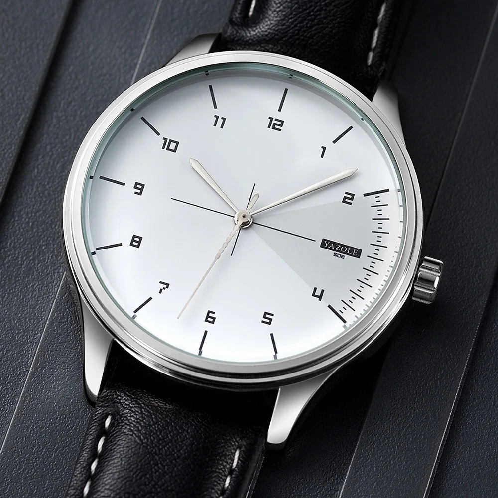 Leather Watch Band Men - Zegarki kwarcowe YAZOLE dla mężczyzn –