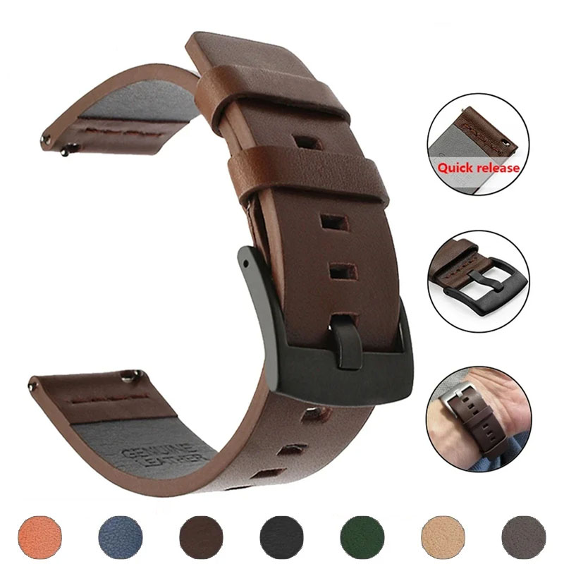 Leather Strap Quick Release - 20mm 22mm Pasek do zegarka Skórzany